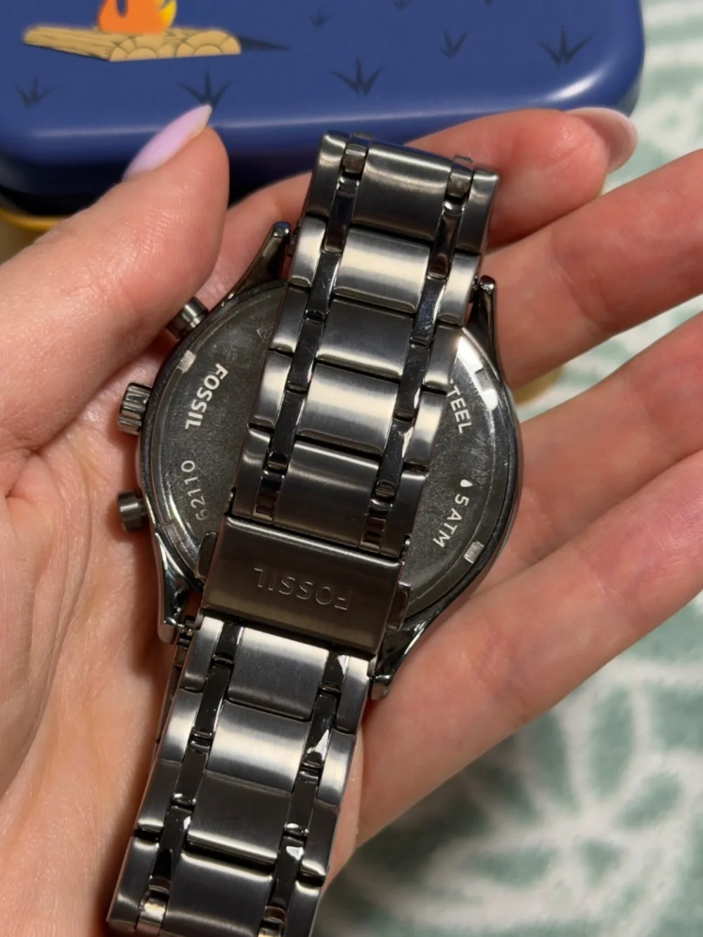 Fossil Men’s Chronograph Watch – Blue Dial & Stainless Steel Bracelet